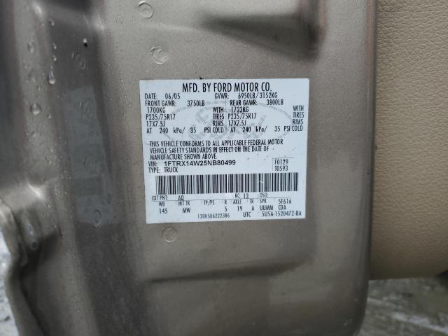 Photo 10 from auction – 2005 FORD F150 with VIN 1FTRX14W25NB80499