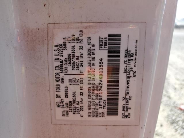 Photo 10 from auction – 1997 FORD F150 with VIN 1FTDF17W2VKD11554