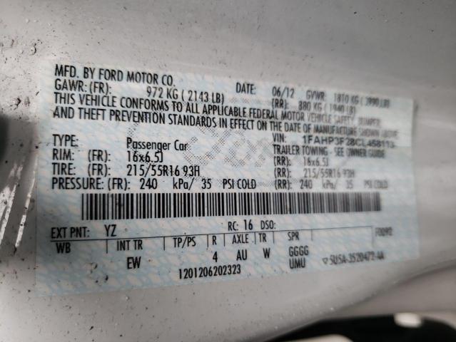 Photo 10 from auction – 2012 FORD FOCUS SE with VIN 1FAHP3F28CL458113