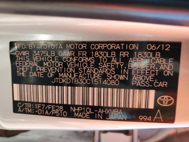 Photo 10 from auction – 2012 TOYOTA PRIUS C with VIN JTDKDTB30C1514080