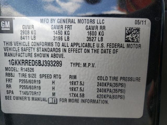 Photo 10 from auction – 2011 GMC ACADIA SLT with VIN 1GKKRRED6BJ393289