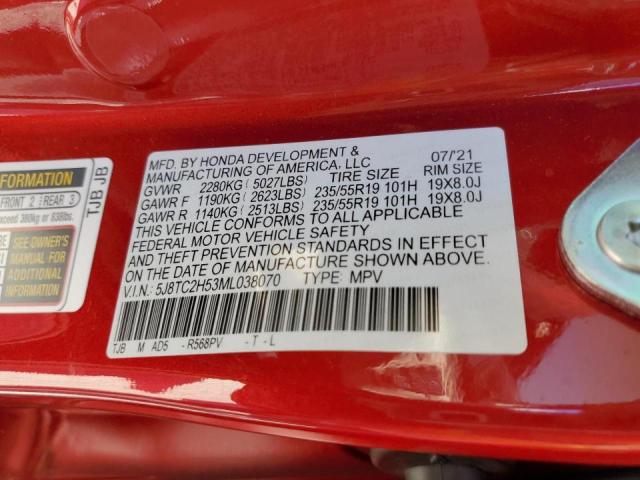 Photo 10 from auction – 2021 ACURA RDX TECHNO with VIN 5J8TC2H53ML038070