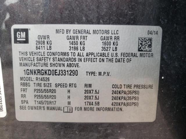 Photo 10 from auction – 2014 CHEVROLET TRAVERSE L with VIN 1GNKRGKD0EJ331290