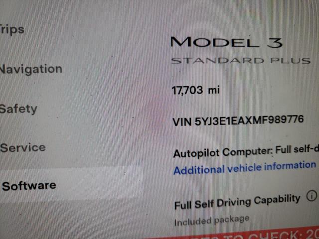 Photo 8 from auction – 2021 TESLA MODEL 3 with VIN 5YJ3E1EAXMF989776