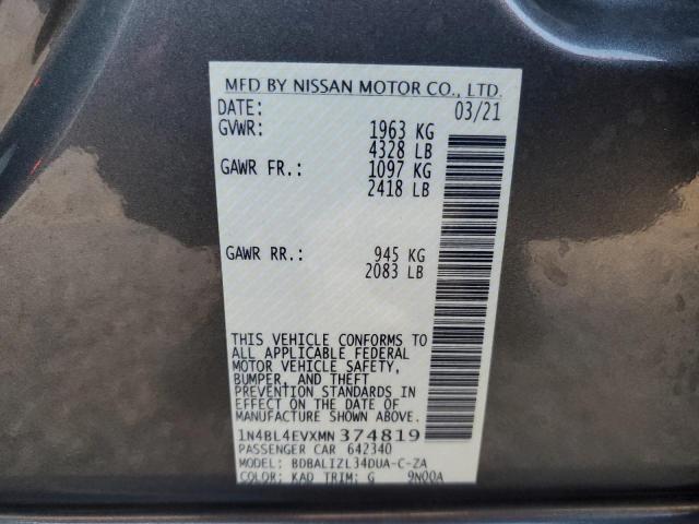 Photo 10 from auction – 2021 NISSAN ALTIMA SL with VIN 1N4BL4EVXMN374819