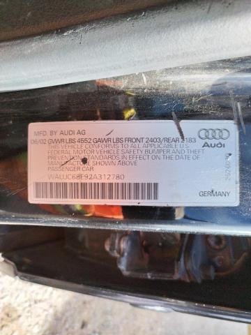 Photo 10 from auction – 2002 AUDI A4 1.8T with VIN WAUJC68E92A312780