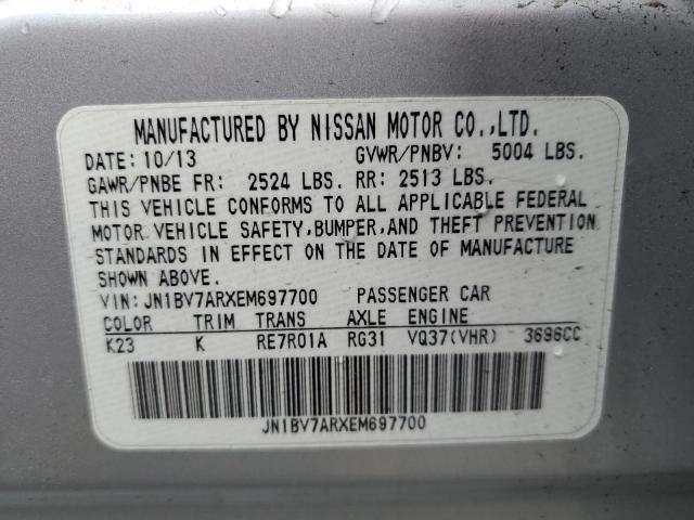 Photo 10 from auction – 2014 INFINITI Q50 BASE with VIN JN1BV7ARXEM697700