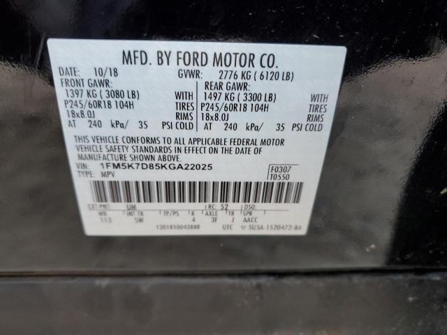 Photo 10 from auction – 2019 FORD EXPLORER X with VIN 1FM5K7D85KGA22025