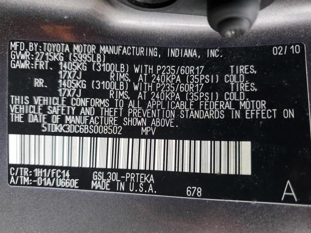 Photo 10 from auction – 2011 TOYOTA SIENNA LE with VIN 5TDKK3DC6BS008502