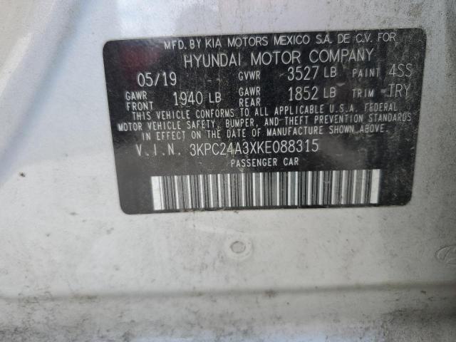 Photo 10 from auction – 2019 HYUNDAI ACCENT SE with VIN 3KPC24A3XKE088315