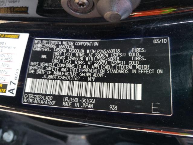 Photo 10 from auction – 2010 LEXUS GX 460 with VIN JTJBM7FX2A5012162