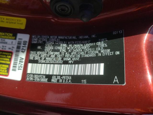 Photo 10 from auction – 2013 TOYOTA SIENNA LE with VIN 5TDKK3DC5DS339302