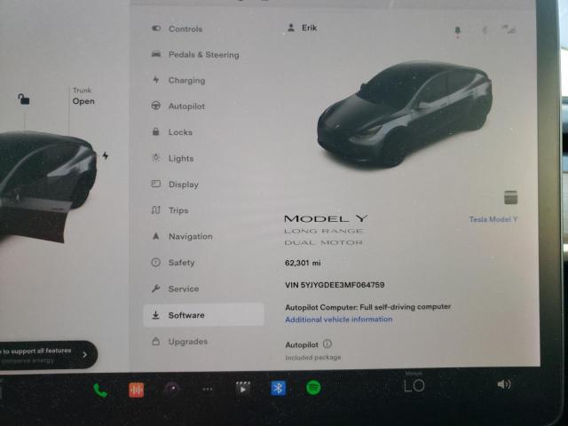 Photo 8 from auction – 2021 TESLA MODEL Y with VIN 5YJYGDEE3MF064759