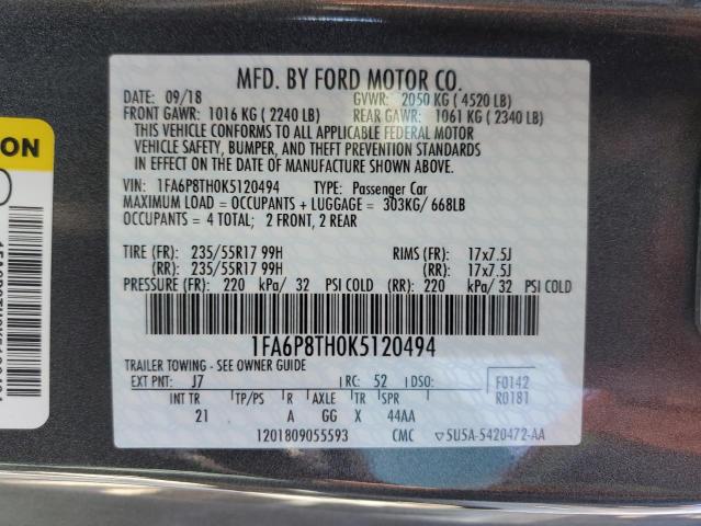 Photo 10 from auction – 2019 FORD MUSTANG with VIN 1FA6P8TH0K5120494