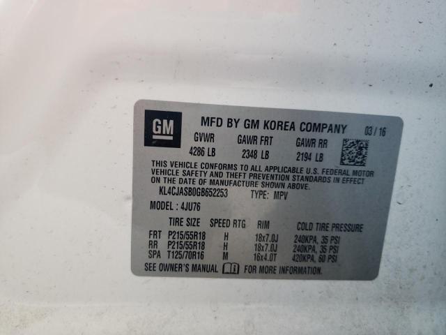 Photo 10 from auction – 2016 BUICK ENCORE with VIN KL4CJASB0GB652253