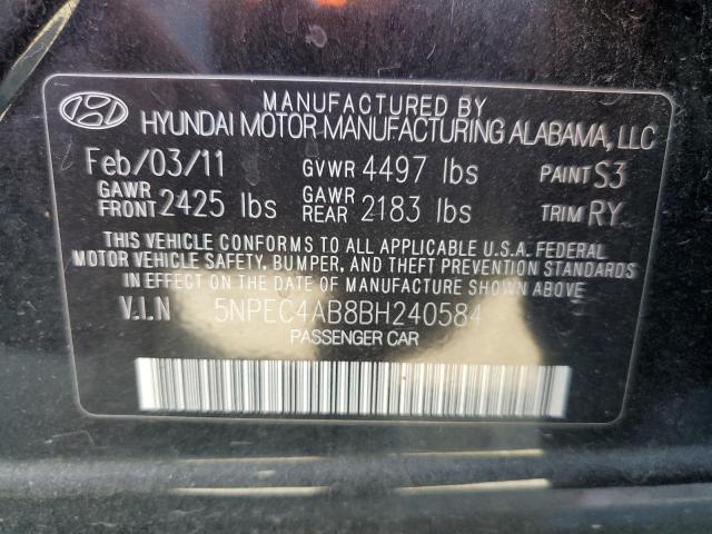 Photo 10 from auction – 2011 HYUNDAI SONATA SE with VIN 5NPEC4AB8BH240584
