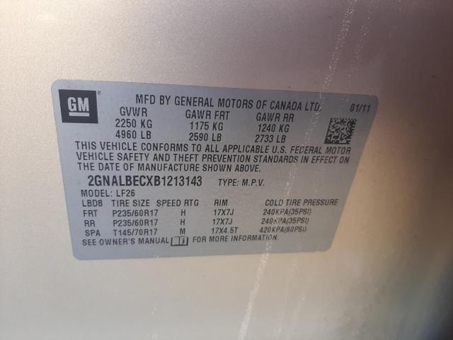 Photo 10 from auction – 2011 CHEVROLET EQUINOX LS with VIN 2GNALBECXB1213143