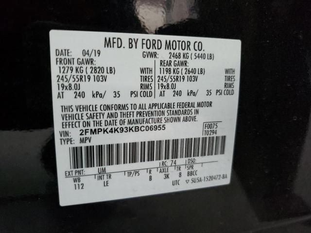 Photo 10 from auction – 2019 FORD EDGE TITAN with VIN 2FMPK4K93KBC06955