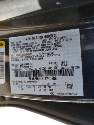 Photo 10 from auction – 2018 FORD FUSION SE with VIN 3FA6P0HD6JR240688