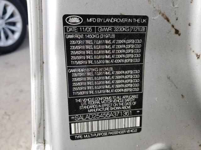 Photo 10 from auction – 2006 LAND ROVER LR3 SE with VIN SALAD25456A371361