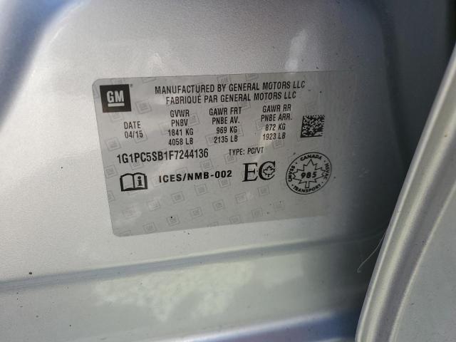 Photo 10 from auction – 2015 CHEVROLET CRUZE LT with VIN 1G1PC5SB1F7244136