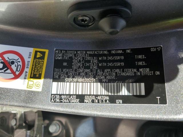 Photo 10 from auction – 2017 TOYOTA HIGHLANDER with VIN 5TDYZRFH8HS205231