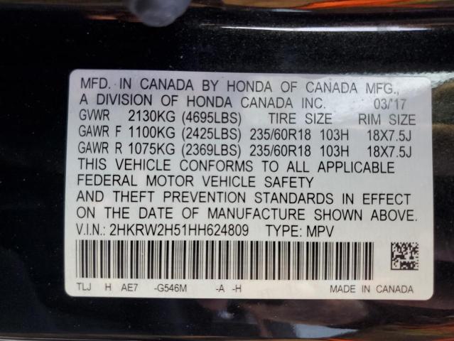 Photo 10 from auction – 2017 HONDA CR-V EX with VIN 2HKRW2H51HH624809