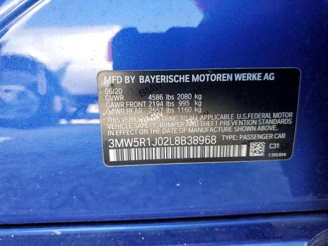 Photo 10 from auction – 2020 BMW 330I with VIN 3MW5R1J02L8B38968