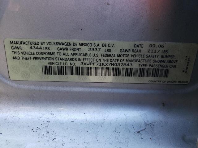Photo 10 from auction – 2007 VOLKSWAGEN JETTA 2.5 with VIN 3VWPF71KX7M037843