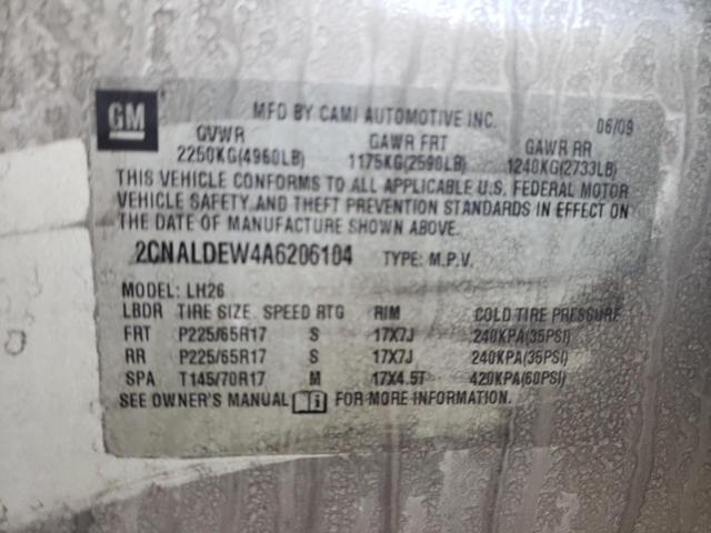 Photo 10 from auction – 2010 CHEVROLET EQUINOX LT with VIN 2CNALDEW4A6206104