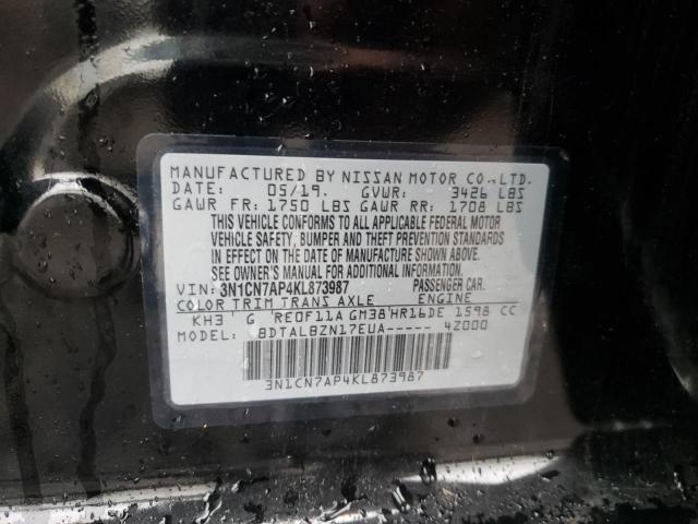 Photo 10 from auction – 2019 NISSAN VERSA S with VIN 3N1CN7AP4KL873987