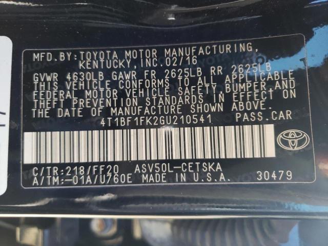 Photo 10 from auction – 2016 TOYOTA CAMRY LE with VIN 4T1BF1FK2GU210541