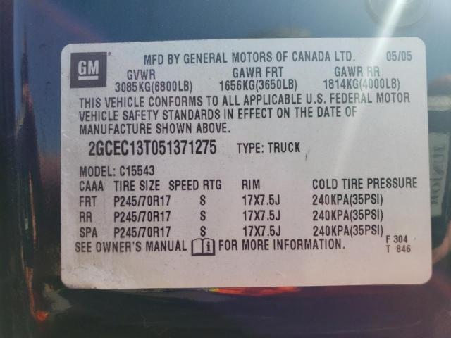 Photo 10 from auction – 2005 CHEVROLET SILVERADO with VIN 2GCEC13T051371275