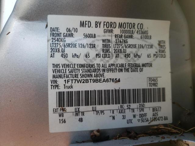 Photo 10 from auction – 2011 FORD F250 SUPER with VIN 1FT7W2BT9BEA67654