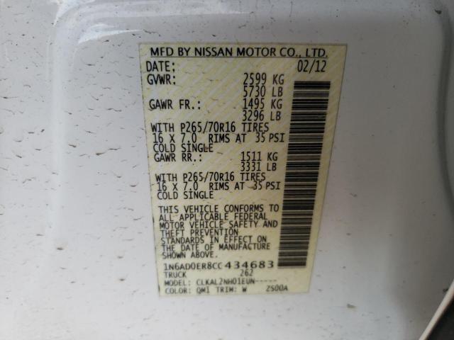 Photo 10 from auction – 2012 NISSAN FRONTIER S with VIN 1N6AD0ER8CC434683
