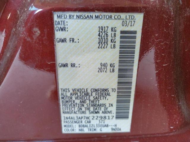 Photo 10 from auction – 2017 NISSAN ALTIMA 2.5 with VIN 1N4AL3AP7HC229817