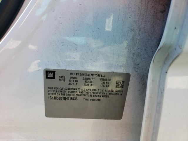Photo 10 from auction – 2016 CHEVROLET SONIC LT with VIN 1G1JC5SB1G4118433