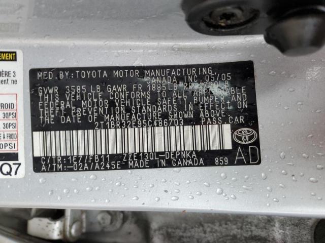 Photo 10 from auction – 2005 TOYOTA COROLLA CE with VIN 2T1BR32E95C486703