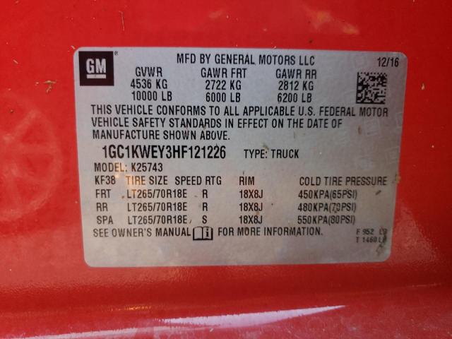 Photo 10 from auction – 2017 CHEVROLET SILVERADO with VIN 1GC1KWEY3HF121226