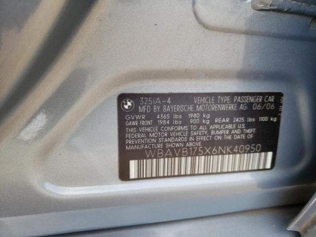 Photo 10 from auction – 2006 BMW 325 I AUTO with VIN WBAVB175X6NK40950