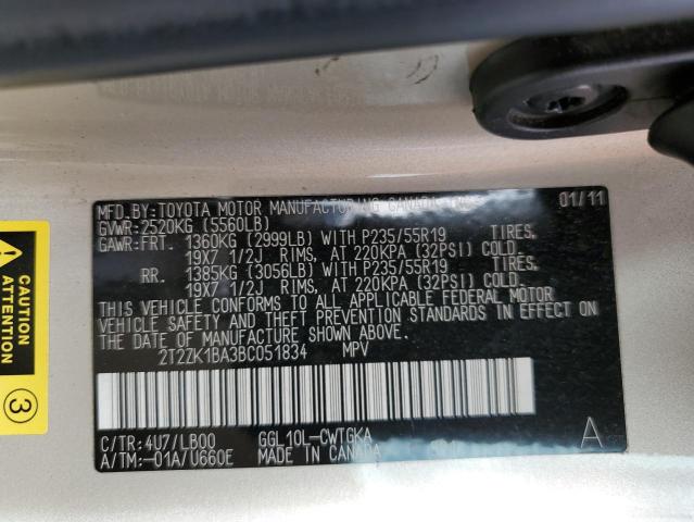 Photo 10 from auction – 2011 LEXUS RX 350 with VIN 2T2ZK1BA3BC051834