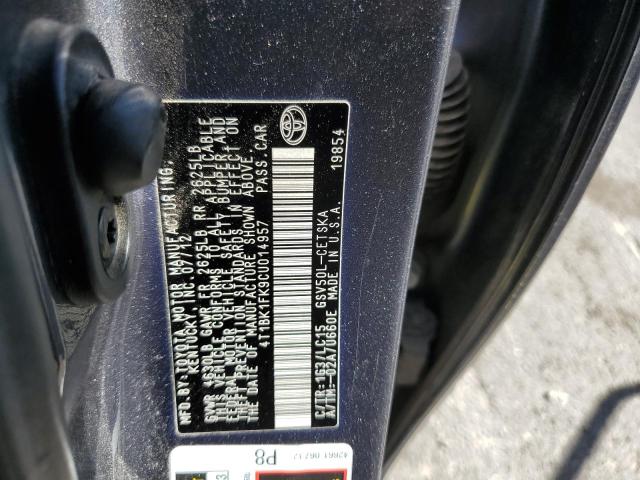 Photo 10 from auction – 2012 TOYOTA CAMRY SE with VIN 4T1BK1FK9CU014957