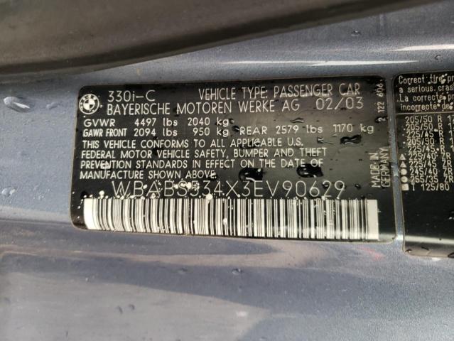 Photo 10 from auction – 2003 BMW 330 CI with VIN WBABS534X3EV90629