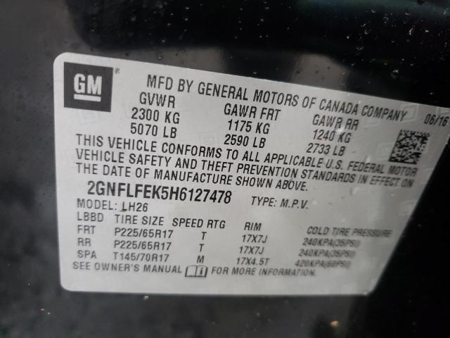 Photo 10 from auction – 2017 CHEVROLET EQUINOX LT with VIN 2GNFLFEK5H6127478