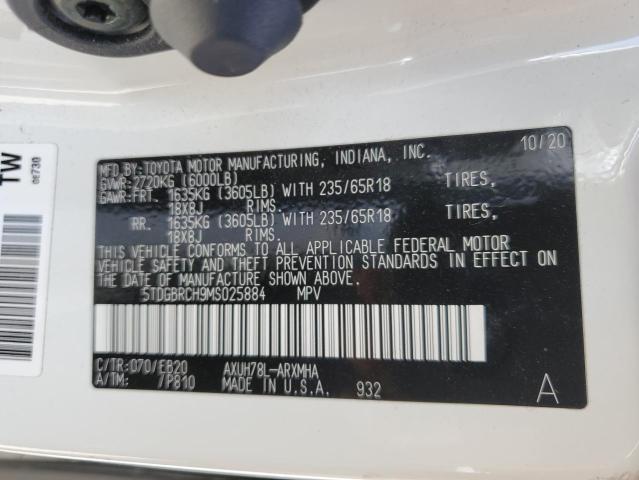 Photo 10 from auction – 2021 TOYOTA HIGHLANDER with VIN 5TDGBRCH9MS025884