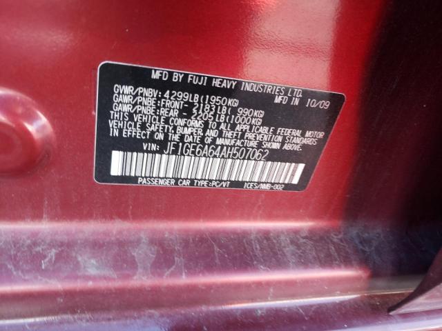 Photo 10 from auction – 2010 SUBARU IMPREZA 2. with VIN JF1GE6A64AH507062