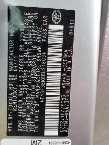 Photo 10 from auction – 2011 TOYOTA CAMRY BASE with VIN 4T1BF3EK6BU218034