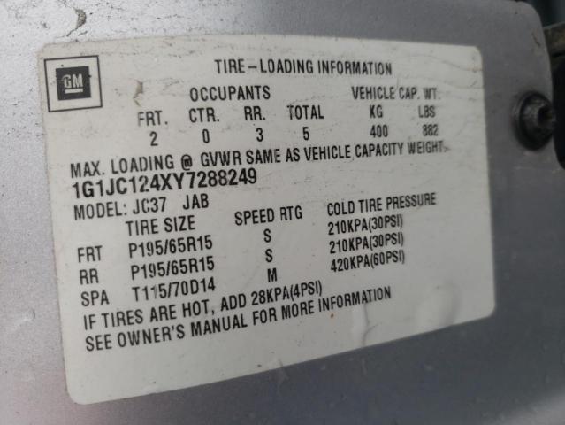 Photo 10 from auction – 1999 CHEVROLET CAVALIER with VIN 1G1JC124XY7288249