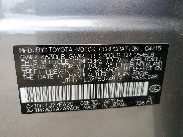 Photo 10 from auction – 2015 LEXUS IS 250 with VIN JTHBF1D2XF5074819