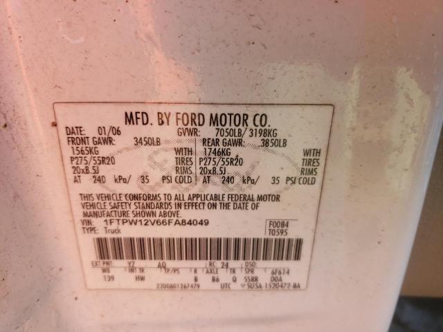 Photo 10 from auction – 2006 FORD F150 SUPER with VIN 1FTPW12V66FA84049